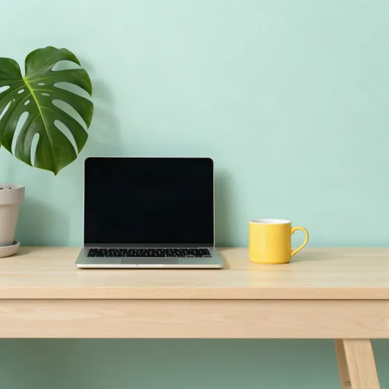 Bright home office desk