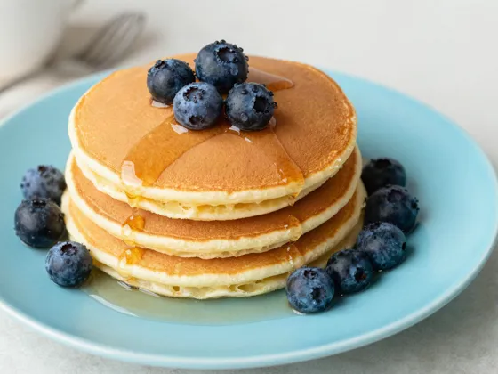 Stack of pancakes with blueberries